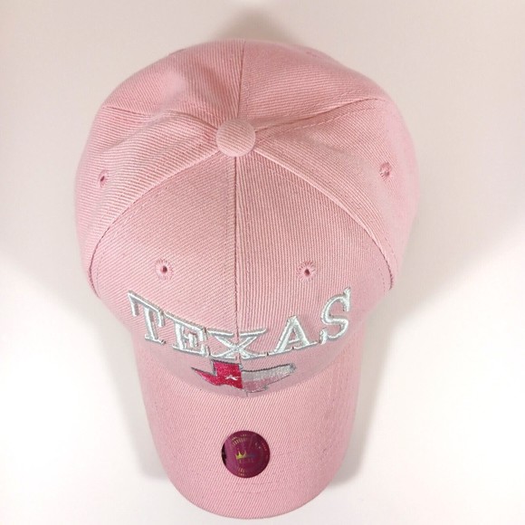 Texas Hat Baseball Cap Pink Denim Adjustable Embroidered Logo Lone Star State Tx - Picture 4 of 9
